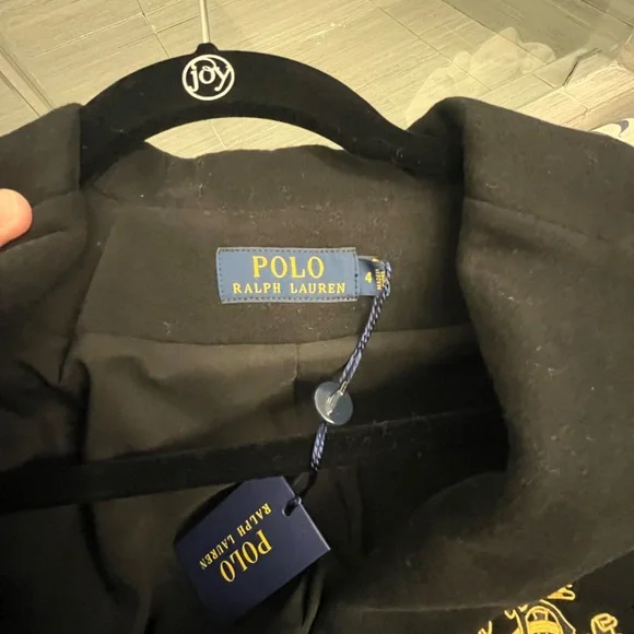 NWT Polo Ralph Lauren Embroidered Crest Black Blazer Golden-tone Buttons Preppy - Picture 9 of 12